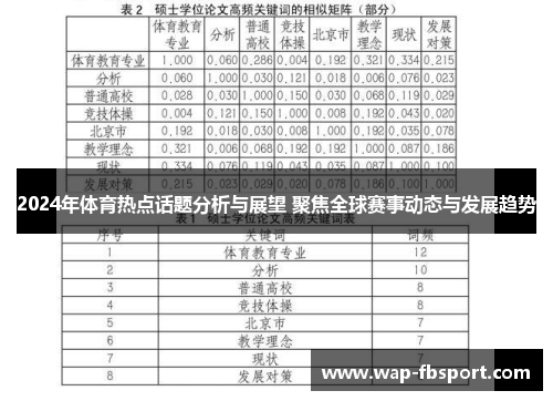 2024年体育热点话题分析与展望 聚焦全球赛事动态与发展趋势